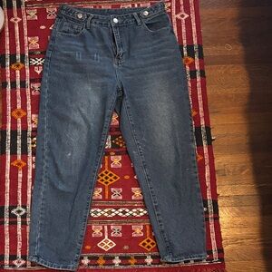 SHEIN Dark Blue Straight Leg Jeans